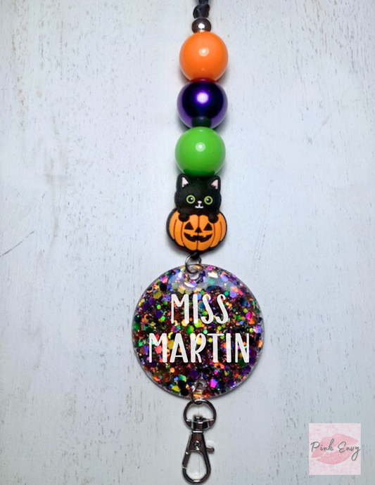 Black Cat Halloween Lanyard -- Sale!
